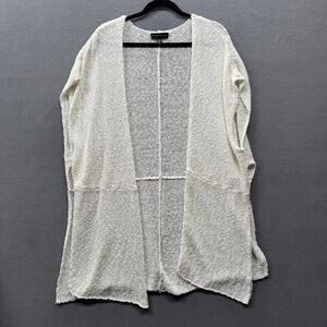 Bryn Walker Lagenlook Lose Fit Open Vest Linen Cotton Knit Womens XL White Cream